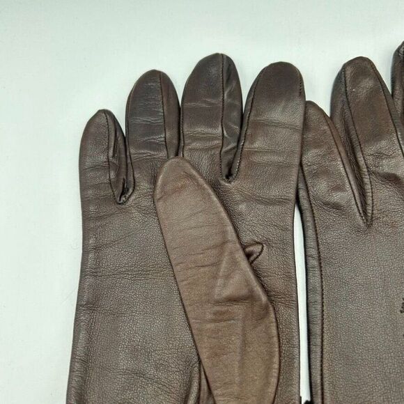Philip Treacy London Size 7 Soft Brown Leather Driving Gloves Vintage Embroidery - Picture 3 of 14